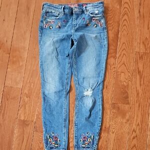 Embroidered Blue Women's Jeans
